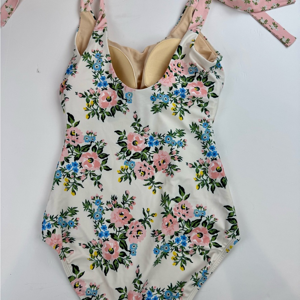 Lime Ricki Somerset Floral Shoulder Tie V-Neck One-Piece swimsuit Medium NWOT - Picture 8 of 12